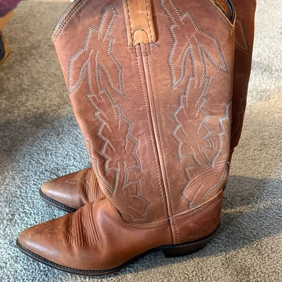Vintage Dan Post Marlboro Brown Leather Cowboy Boots. Size 8 M - Picture 5 of 12